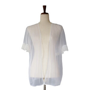 VTG Lace Lingerie Bed Robe M Peignoir Nighty Topper Bridal Coquette Fairy Kimono